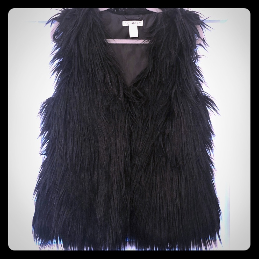 Black Faux Fur Vest